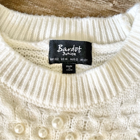 Bardot Junior White Pearl Front Knit Sweater - Picture 3 of 4